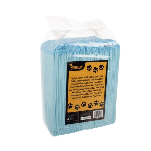 60 x 60 cm méretű négyzet alakú kutyapelenka készlet összecsomagolva szállításra készen