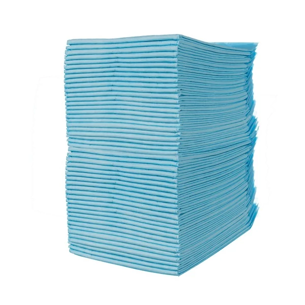 50 db 60x60 cm méretű négyzet alakú eldobható kutyapelenka egymáson elhelyezve