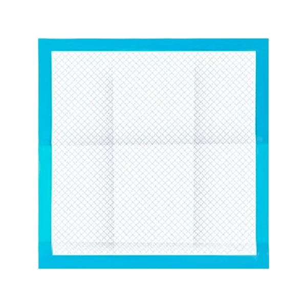 60 x 60 cm méretű jó nedvszívó képességű eldobható kutyapelenka kiterítve használatra készen