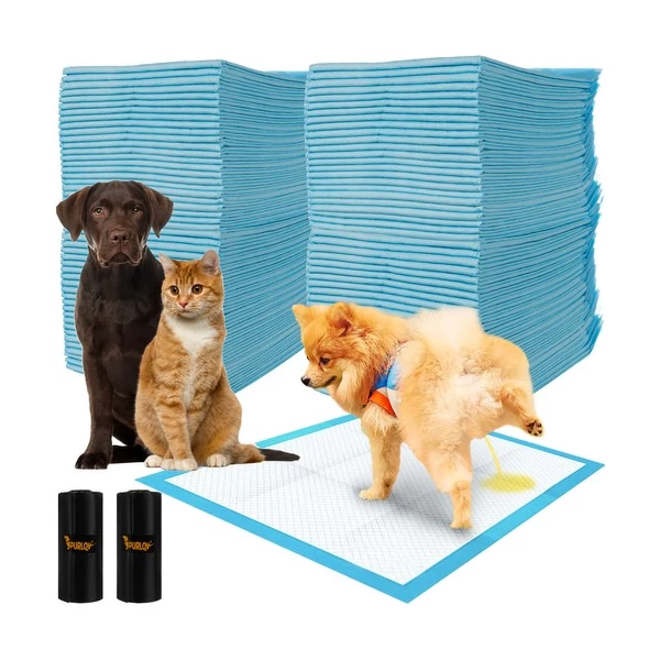 60 x 60 cm méretű eldobható kutyapelenka készlet 30 db kakiszsákkal 