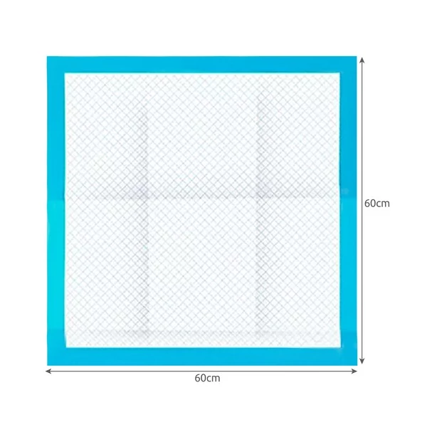 Tiszta négyzet alakú 60 x 60 cm méretű kutyapelenka felülről külső méretekkel