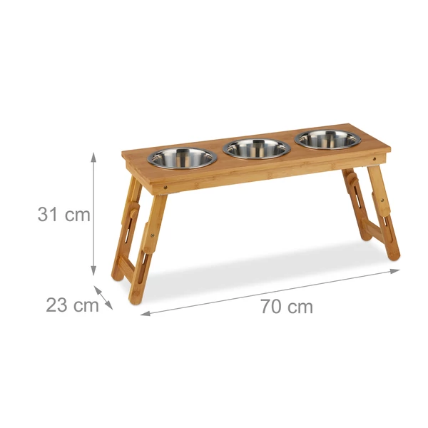 GUFI Tripla Etetőtál, Állítható Bambusz Állvánnyal