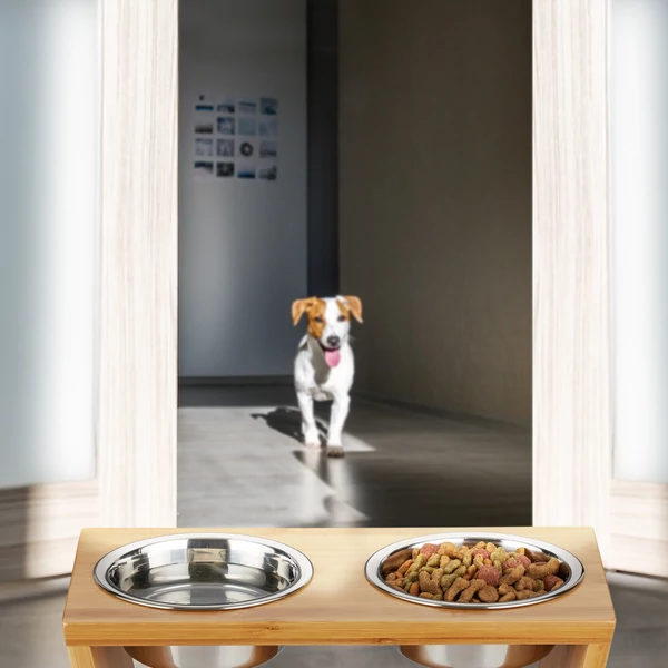 TITO XL Dupla Etetőtál Bambusz Állvánnyal