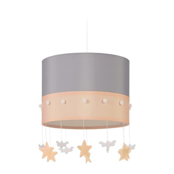 Möma bézs-szürke gyerekszobai függőlámpa színes csillag alakú függesztékekkel