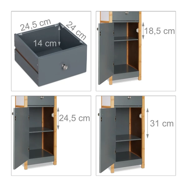 Nedvességálló fürdőszobai tárolószekrény design elemekkel