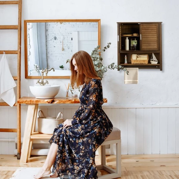 LAMELL Bambusz Fali Fürdőszoba Szekrény, Polc és Törölközőtartó