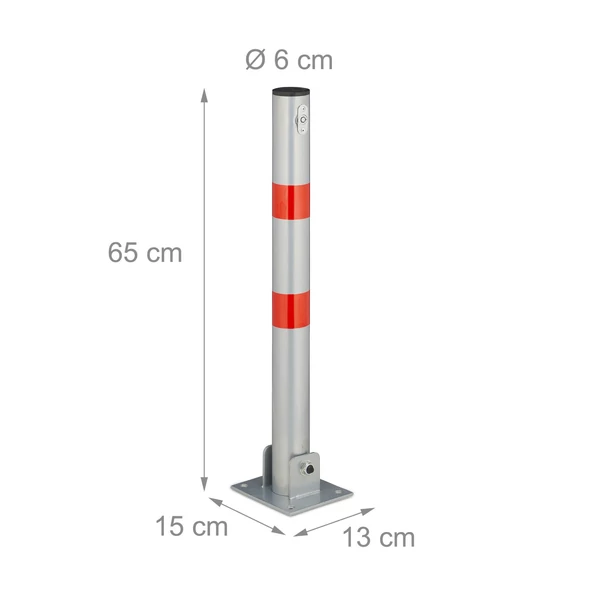 Lehajtható parkolásgatló oszlop és parkolóőr méretezett katalógusképe