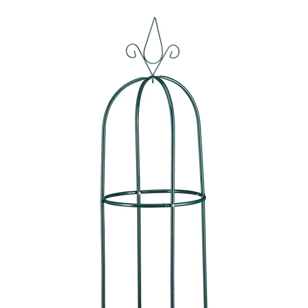 zöld színű rozsafuttató és növényfuttató támasz felső része a csúcsdísszel