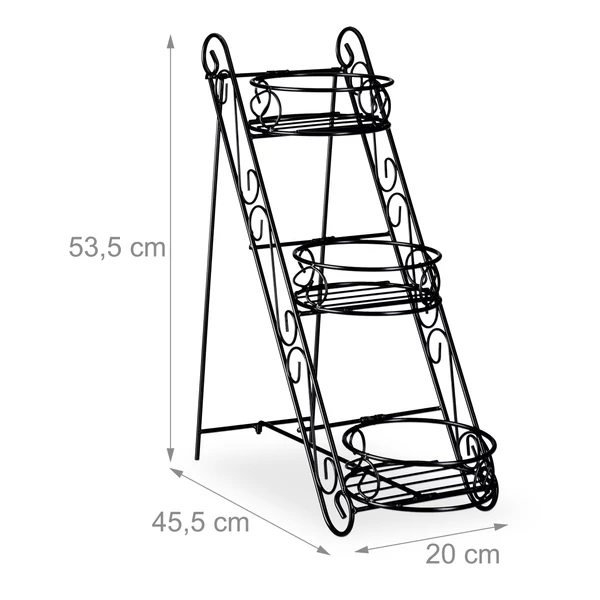 Donna fém virágtartó lépcső fekete színben méretezve
