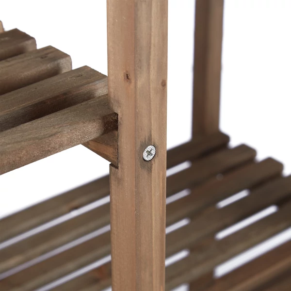 Fren M-es közepes méretű virágtartó állvány sötétbarna színű középső polca közelről