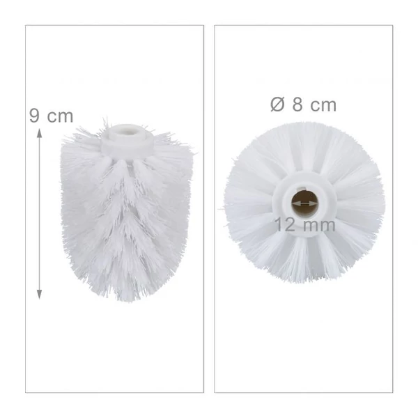 8 cm átmérőjű fehér színű Wc kefe pótfej méretekkel