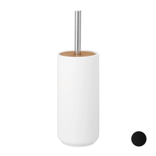 Barnat fehér színű kerámia wc kefe és tartó fém nyéllel és cserélhető wc kefe fejjel