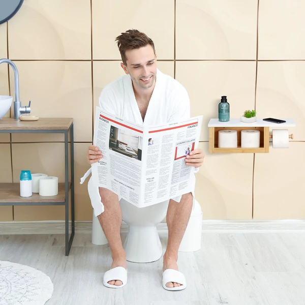 BIKOMI Bambusz Wc Papír Tartó, Polccal