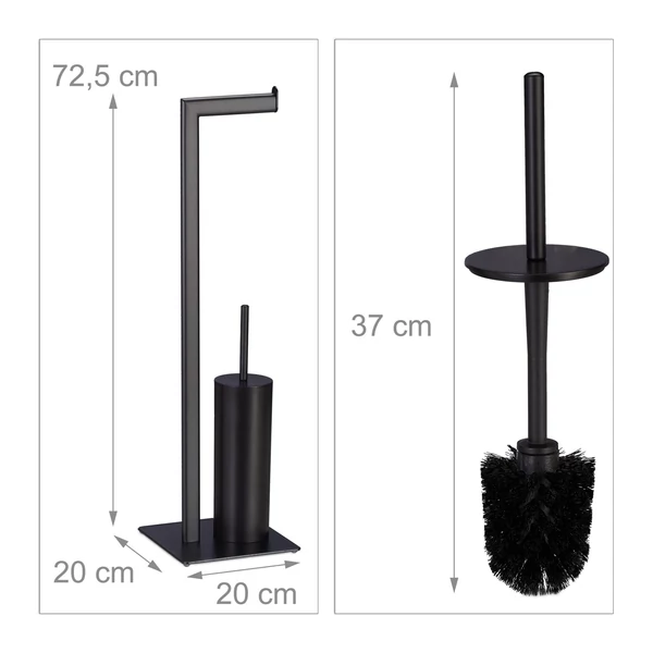 Braf matt fekete acél Wc papír és kefe tartó garnitúra méretezett katalógusképe