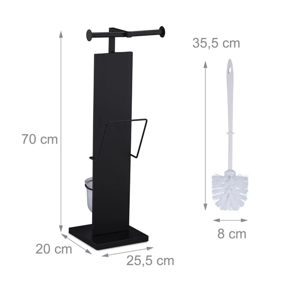 Jifnal wc kefe és papír tartó állvány szettben méretekkel matt fekete színben
